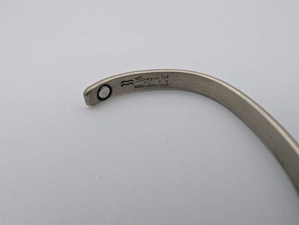Sergio Lub Peace Silver Magnetic Bracelet, German Silver 7"