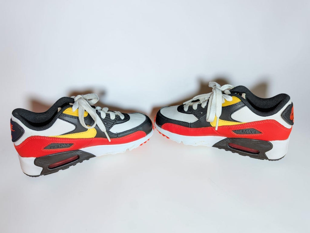 Nike Air Max 90 Kid's Sneakers, Size Youth 1-Red, Yellow, Black and White 