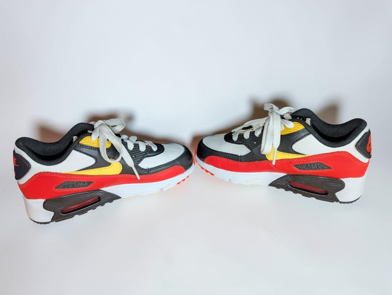 Nike Air Max 90 Kid's Sneakers, Size Youth 1-Red, Yellow, Black and White 