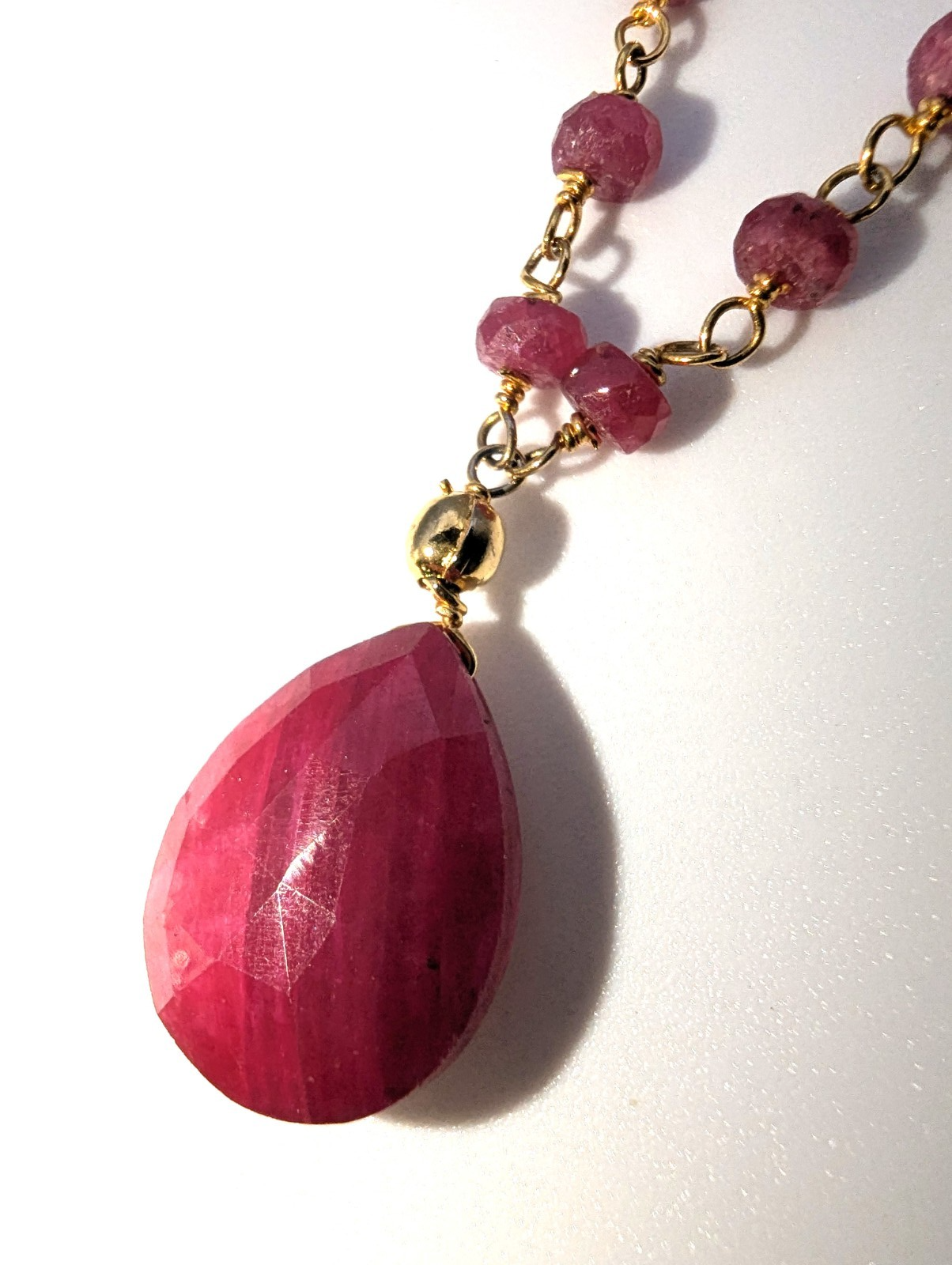 Faceted Ruby Gold Filled Necklace, Adjustable 18"