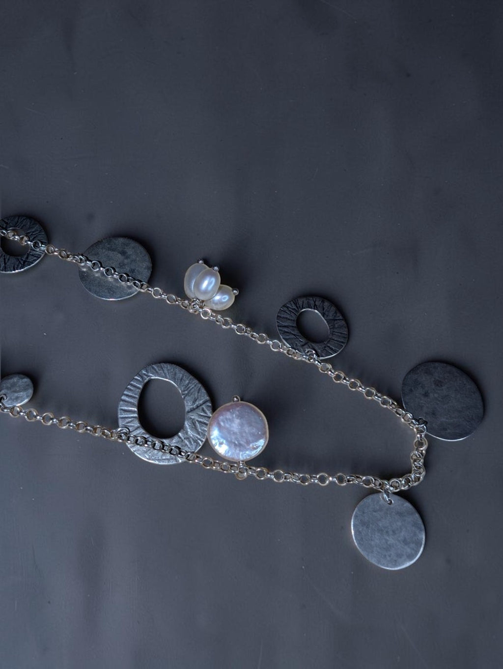Silpada "Pearl of a Girl" Necklace, Sterling Silver Disks and Freshwater Pearls