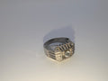 Vintage Mid-Century Ribbed18kt HGE White Gold CZ Men's Ring, Size 13