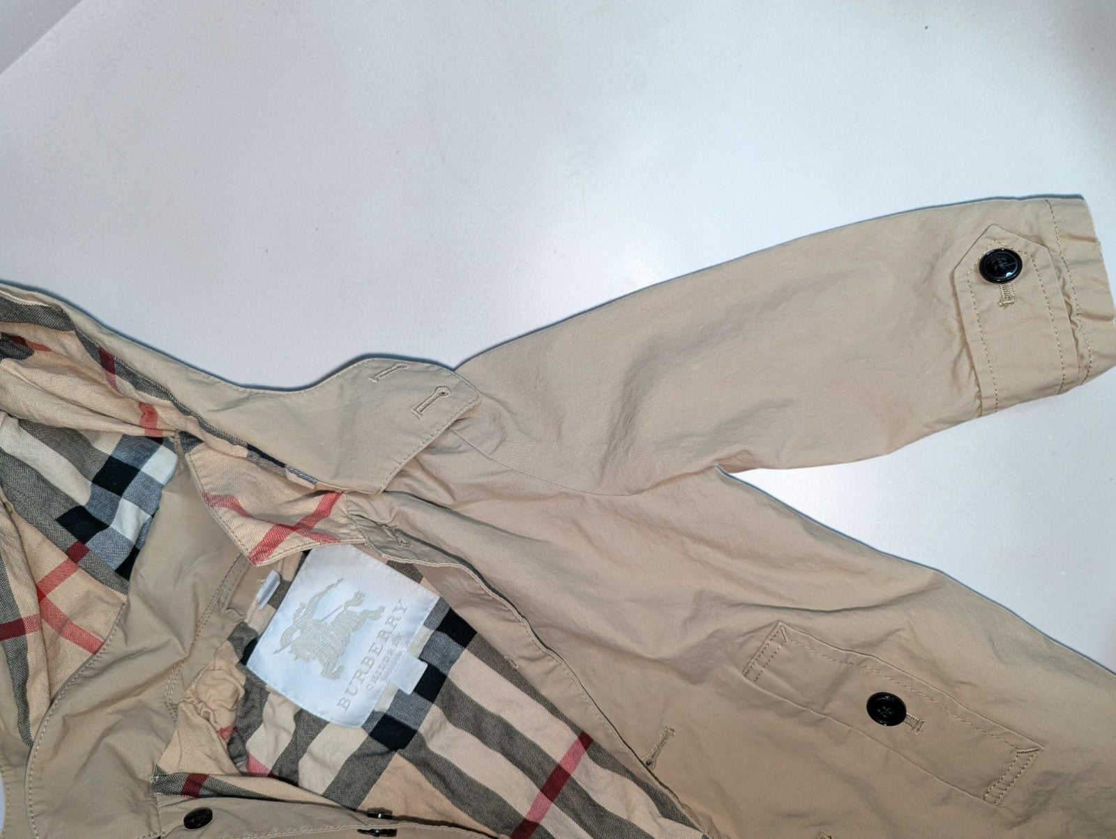 Burberry Kids' Trench Coat, Detatchable Hood, Iconic Nova Check Lining, 18 Month