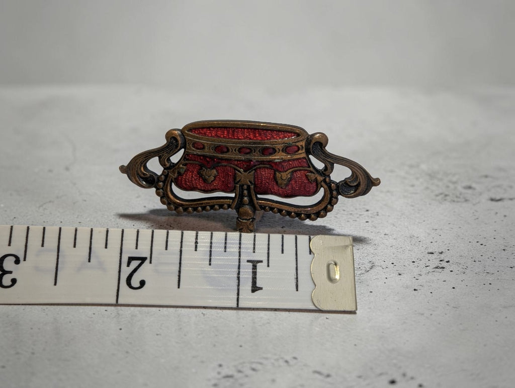 Vintage Enamel Crown Brooch Pin