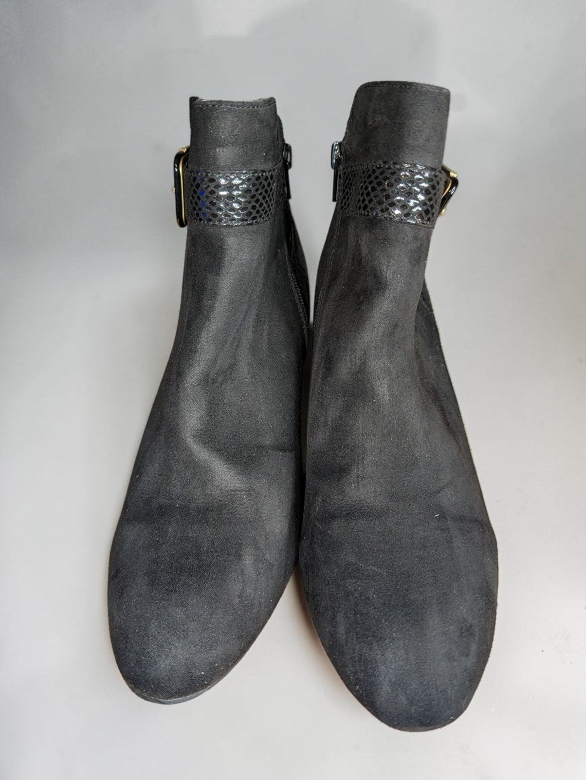Karen Scott Ivvy Mixed Media Booties Black Faux Suede and Snakeskin, Size 10.5