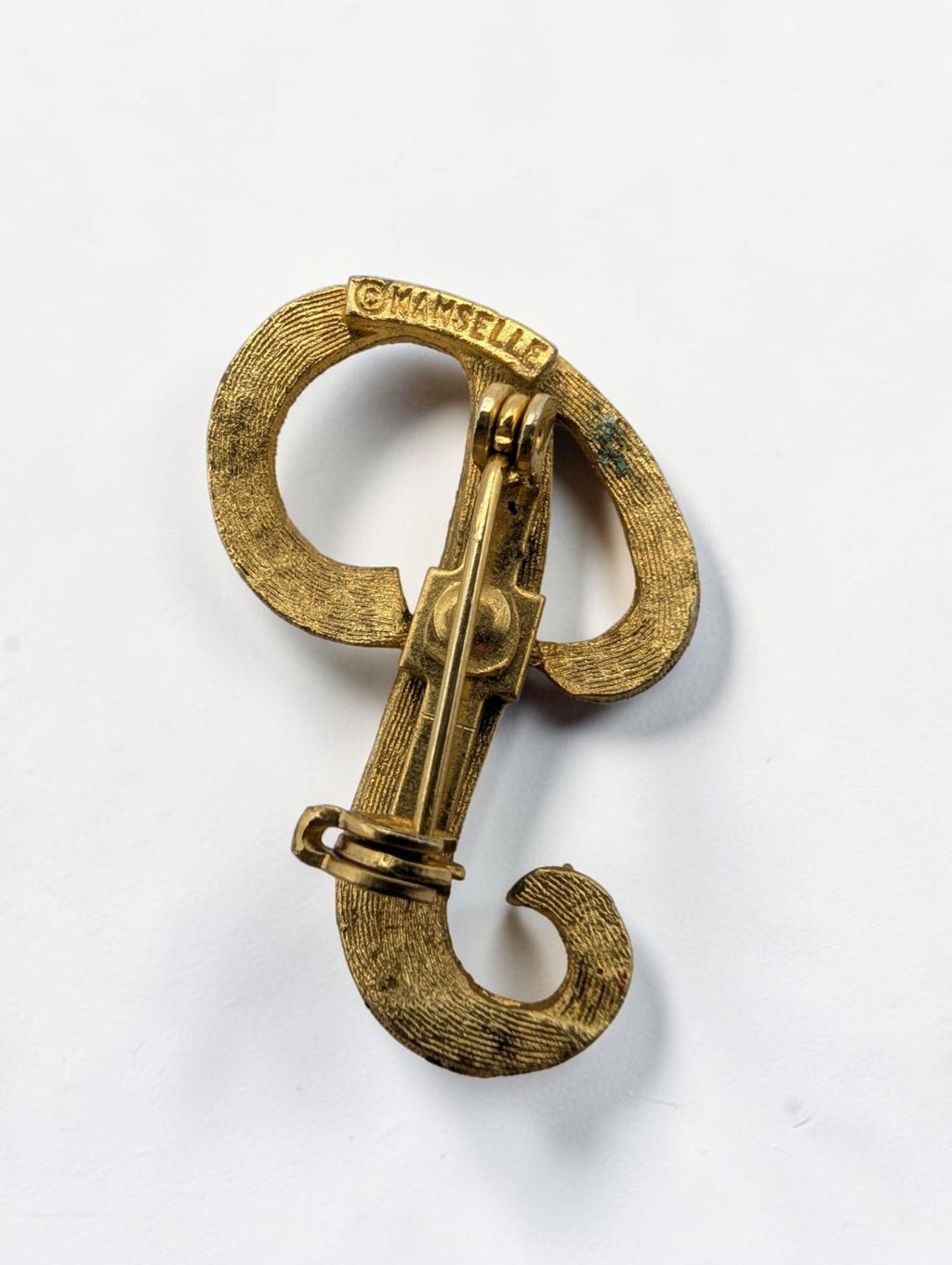 Vintage Mamselle Gold Tone Initial Brooch P