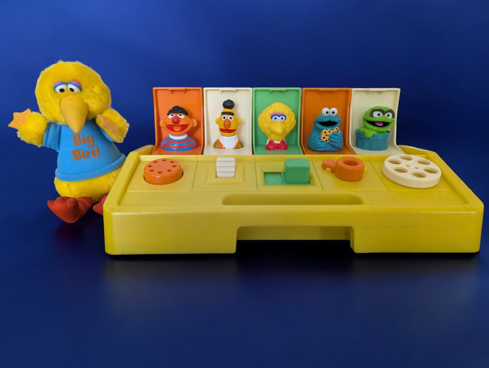 Vintage 1980s Playskool Sesame Street Toys (2)-Big Bird & Poppin' Pals