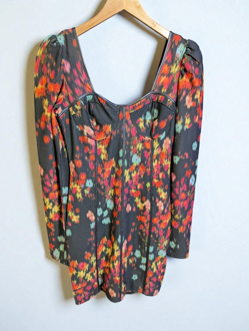 Guess Blurred Floral Print Bustier Minidress, Size M