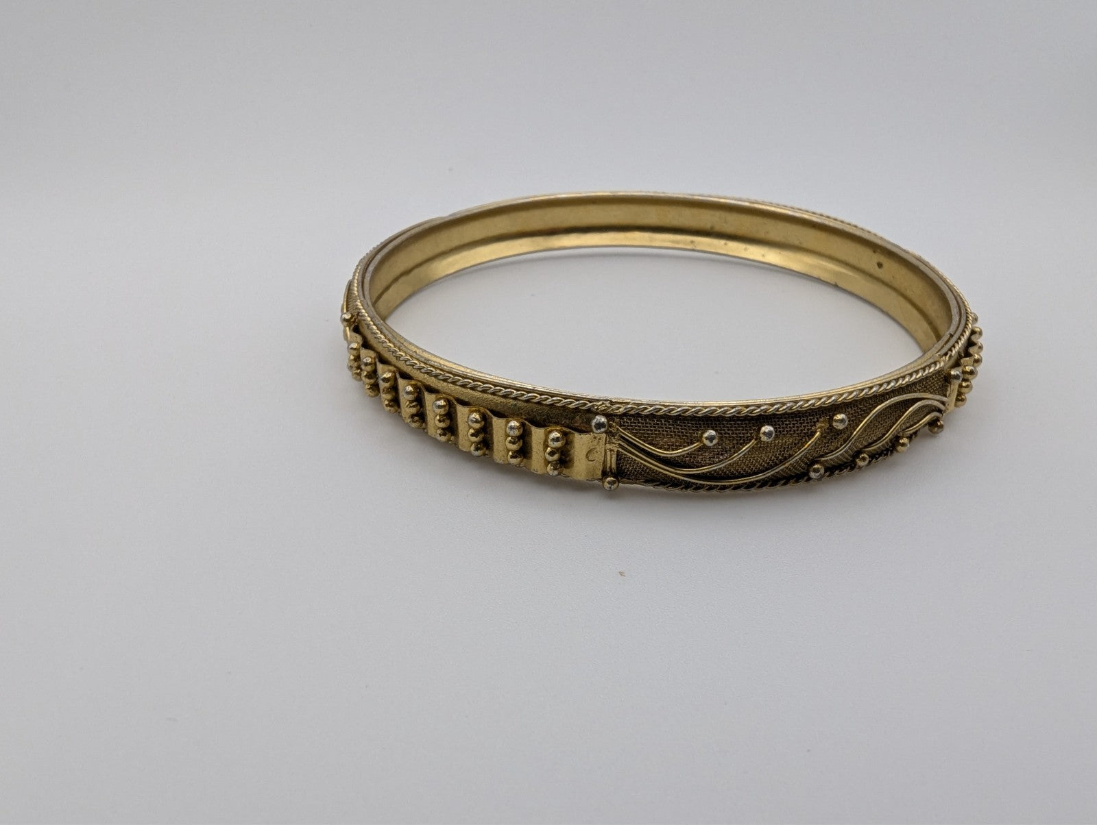 Pair of 2 Vintage Gold-Tone Bangle Bracelets, 9"