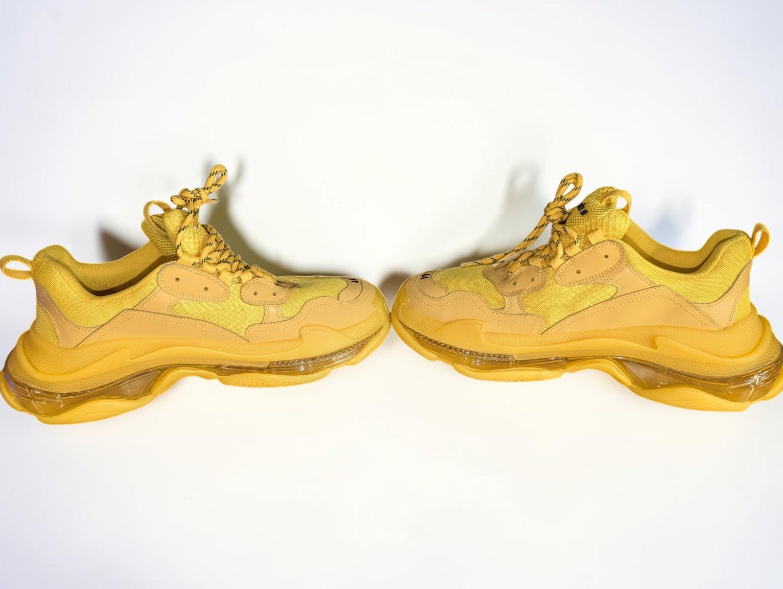 Yellow Balenciaga Triple S Chunky Men's Sneakers Clear Sole, Size 44, No Box