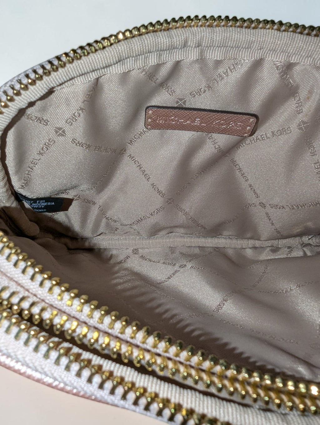 Michael Kors Jet Set Charm Double Zip Wristlet, Rose Gold Monogram Design