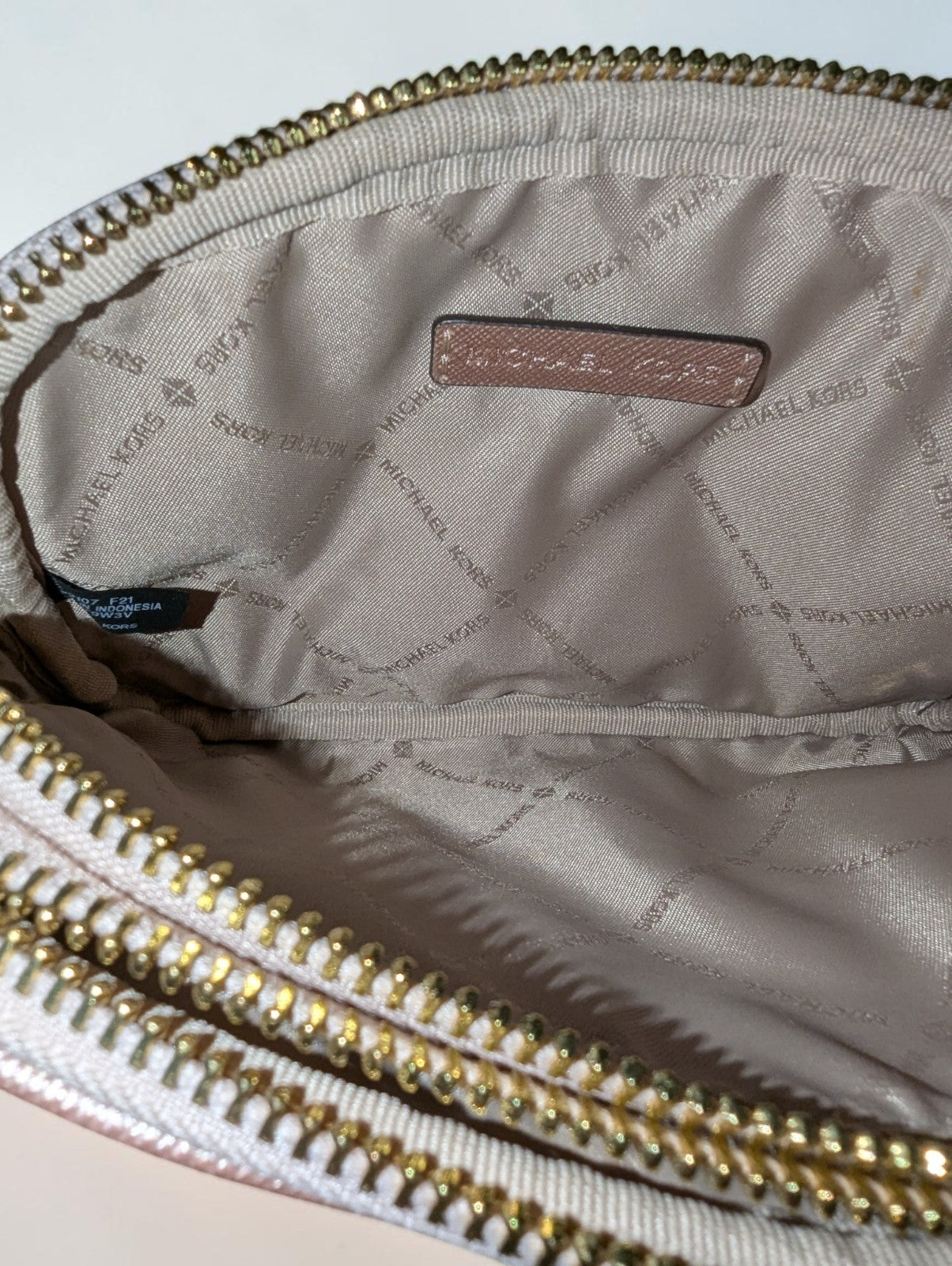 Michael Kors Jet Set Charm Double Zip Wristlet, Rose Gold Monogram Design