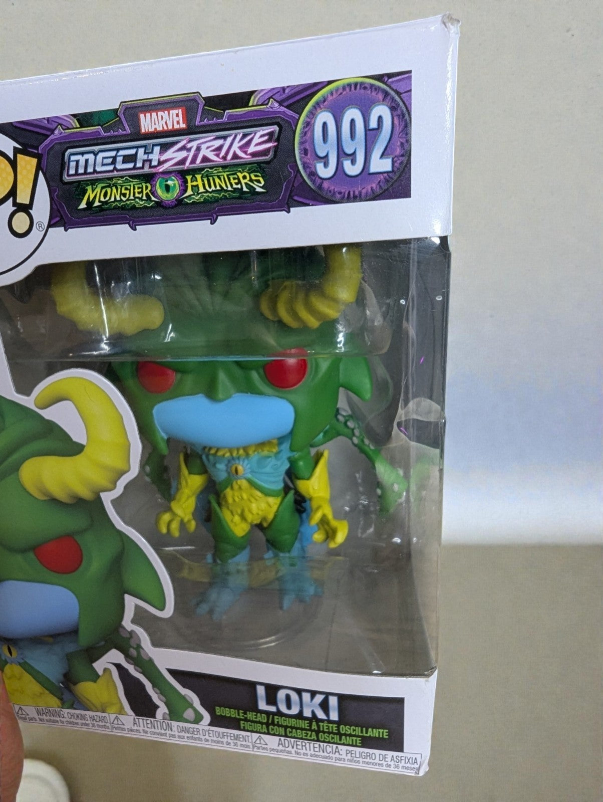 Funko Pop Marvel Mech Strike Monster Hunters Loki #992, Imperfect Box