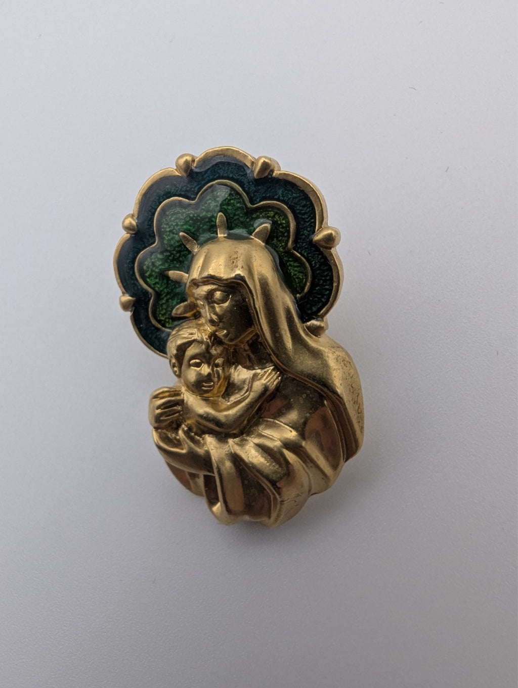 Vintage Avon Madonna and Child Lapel Pin Gold Tone