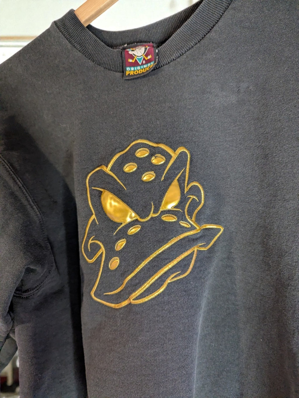 90s Black Mighty Ducks Original Produck Crewneck Sweatshirt, S/M