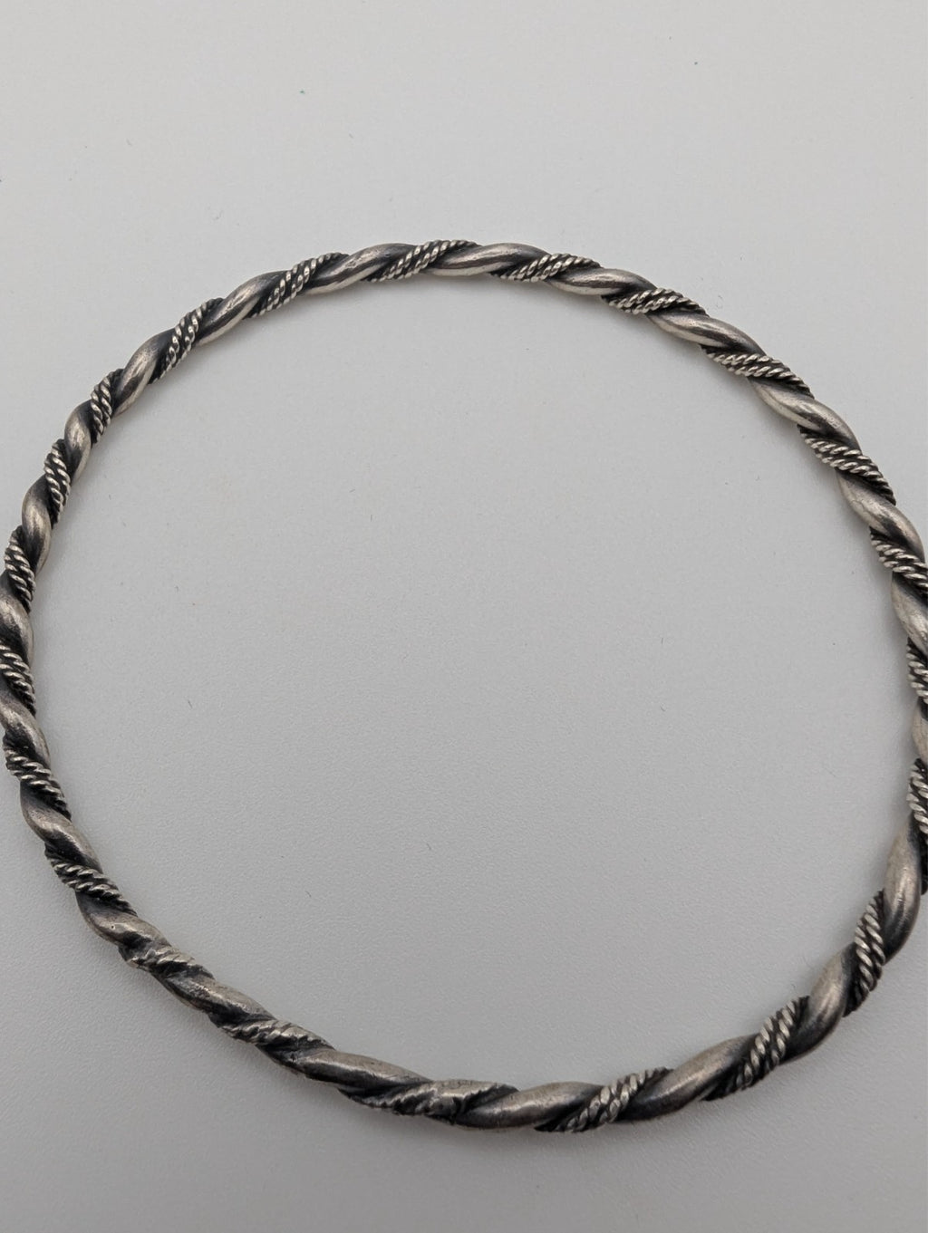 Vintage Sterling Silver Twist Rope Bangle Bracelet 8"