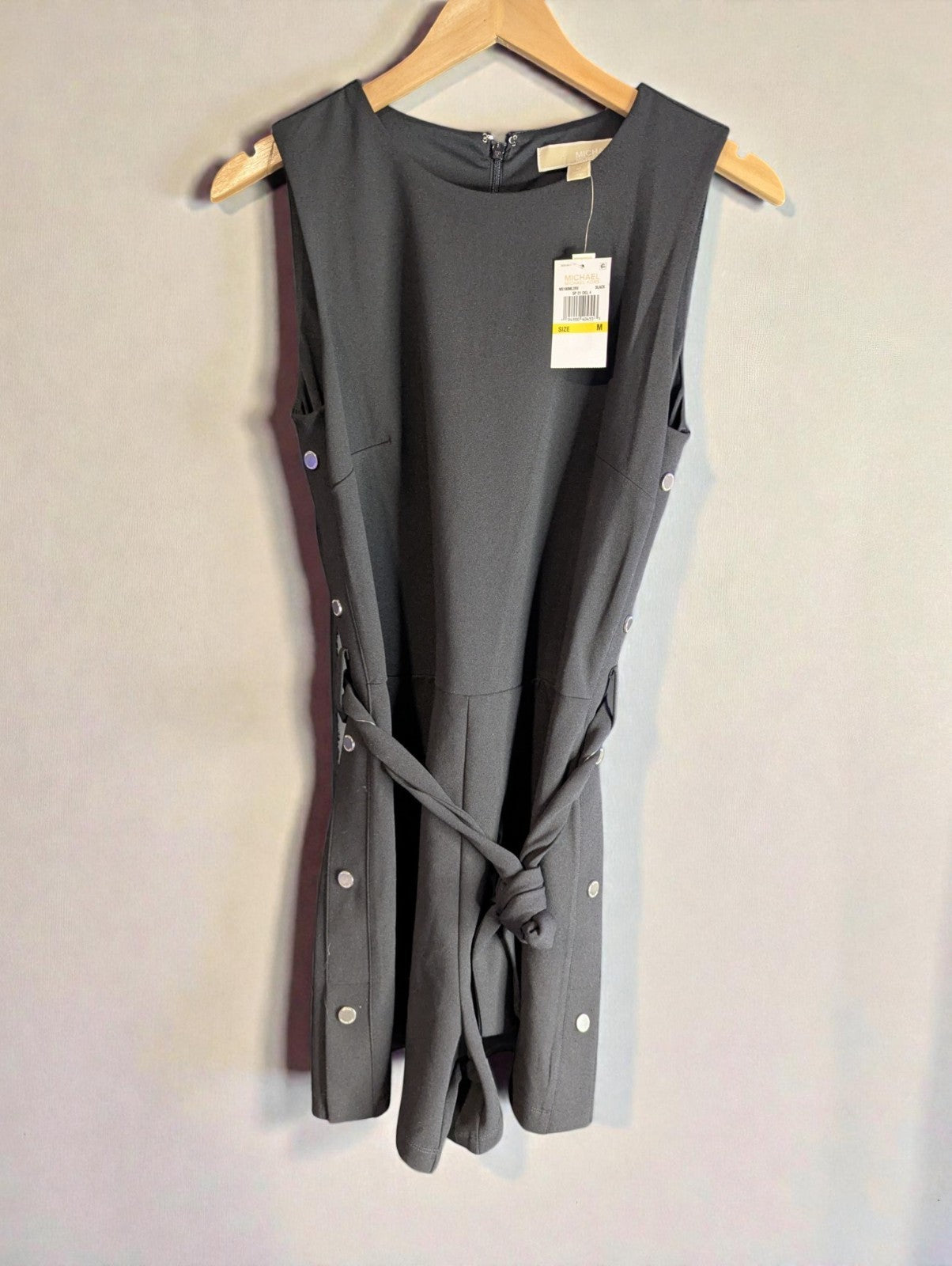 Michael Kors Sleeveless Black Shorts Romper Tie Waist, Medium