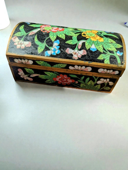 Antique Chinese Cloisonne Enamel Trinket Jewelry Box