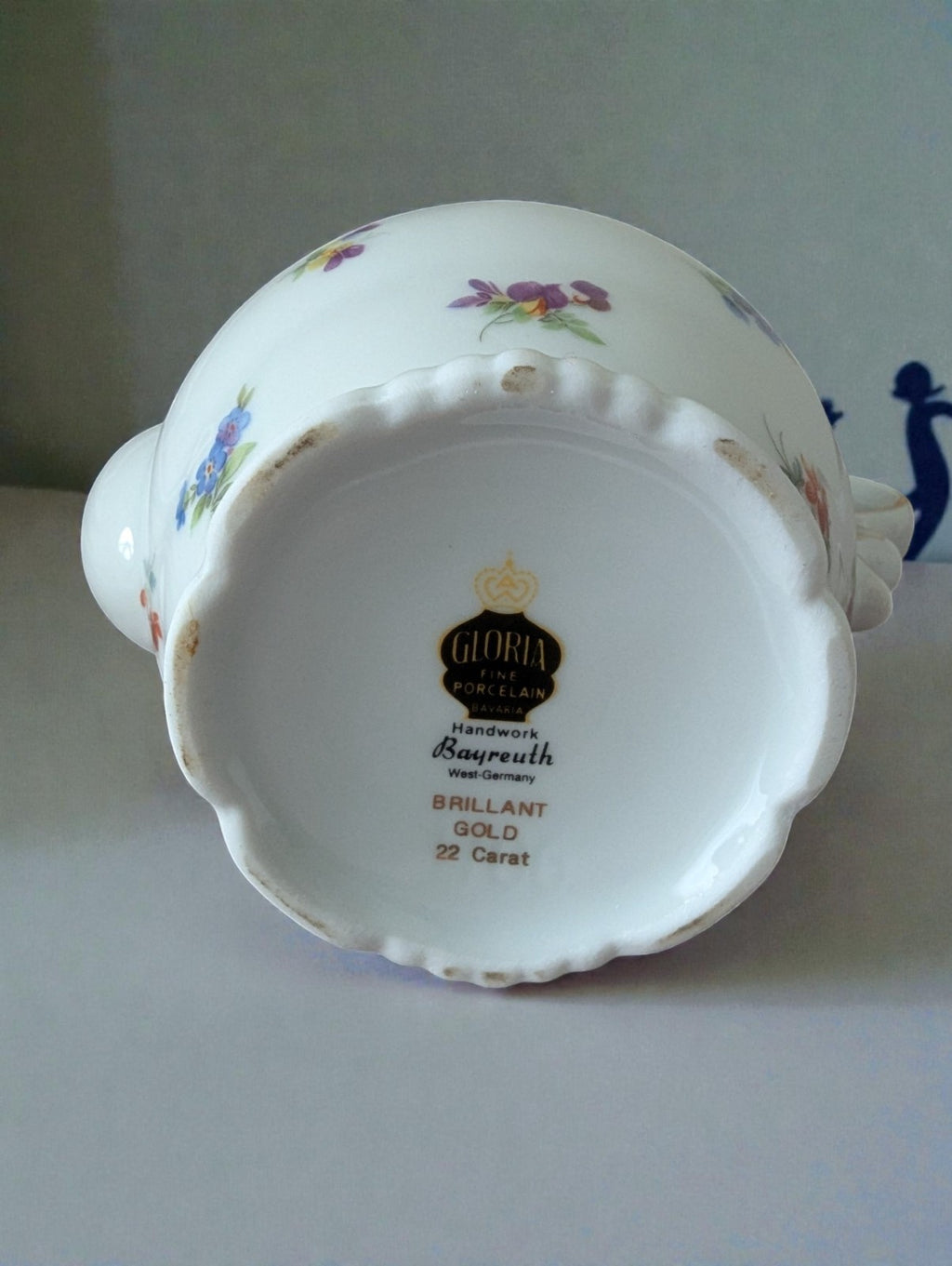 Vintage 22K Gold Bayreuth Gloria Fine Porcelain Coffee Set-Pot, Sugar, Creamer