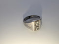 Vintage Geometric 18kt HGE CZ Men's Ring, Size 12.5