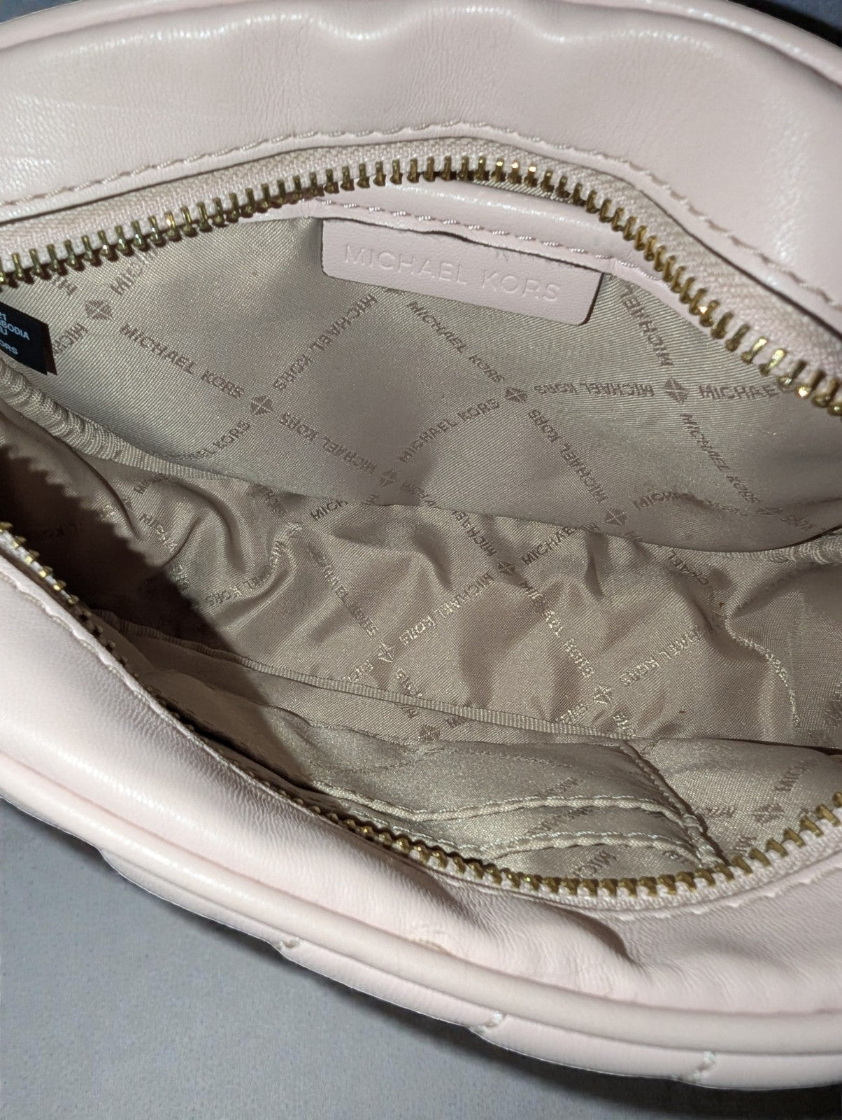 Michael Kors Small Oval Camera Crossbody Bag Purse, Light Rose Color