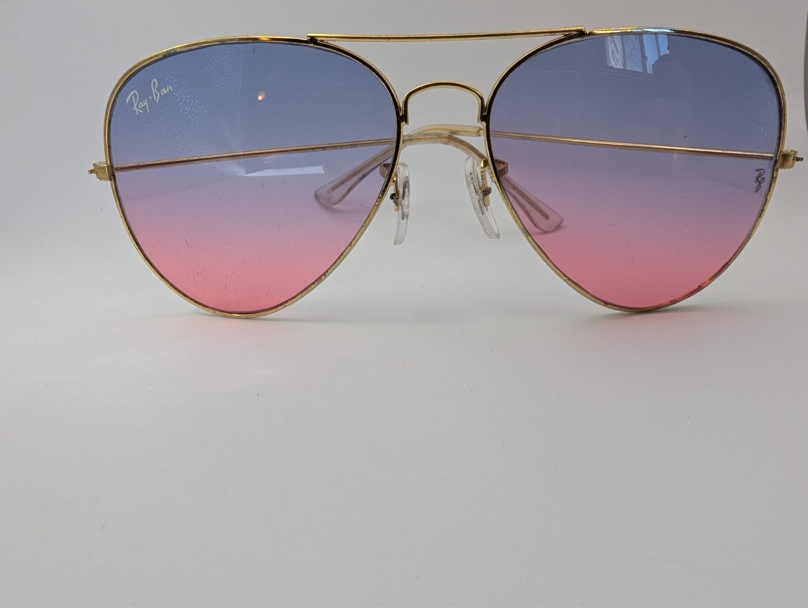 Ray-Ban Aviator Sunglasses, Gradient Pink Gold Frame