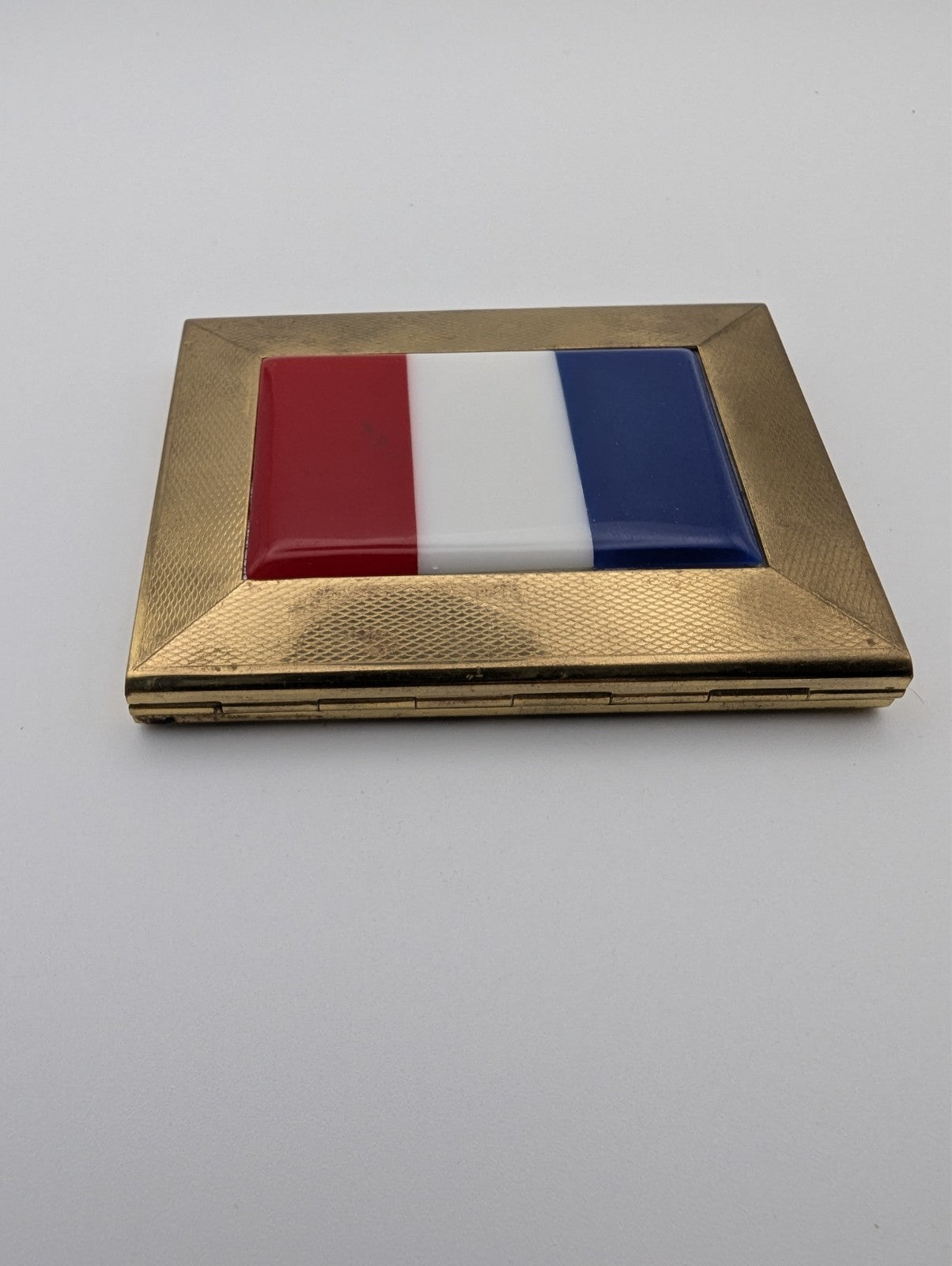 Vintage French Flag Compact/Mirror, 3"x2"