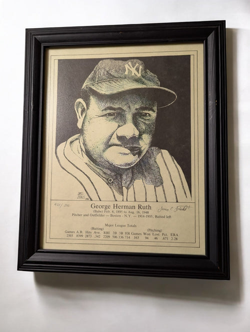 Babe Ruth Limited Edition Print by James Zotalis #425/500, Signed by Artist