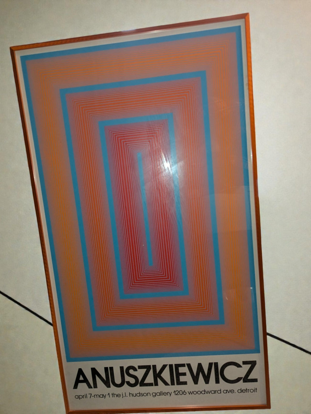 Orange Metal Framed Op Art Poster by Richard Anuszkiewicz