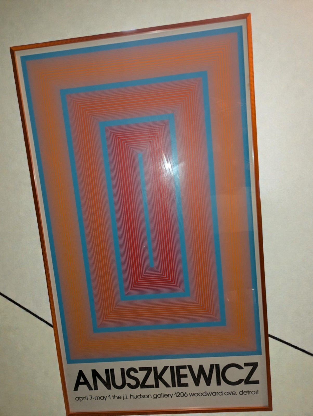 Orange Metal Framed Op Art Poster by Richard Anuszkiewicz