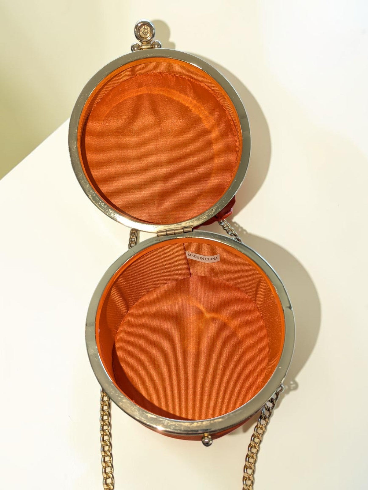 Fashion Nova "Here For The Drama" Round Clutch Bag Orange, Crossbody Strap