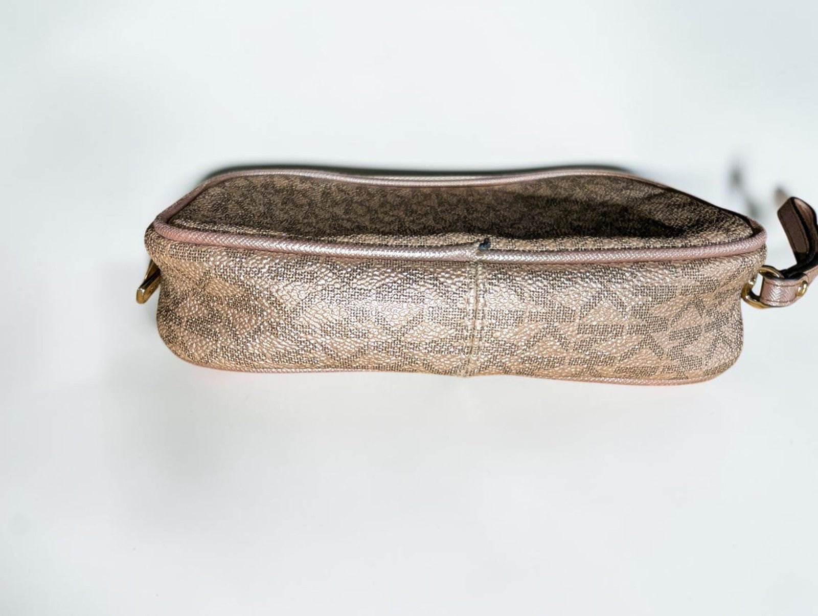 Michael Kors Jet Set Charm Double Zip Wristlet, Rose Gold Monogram Design