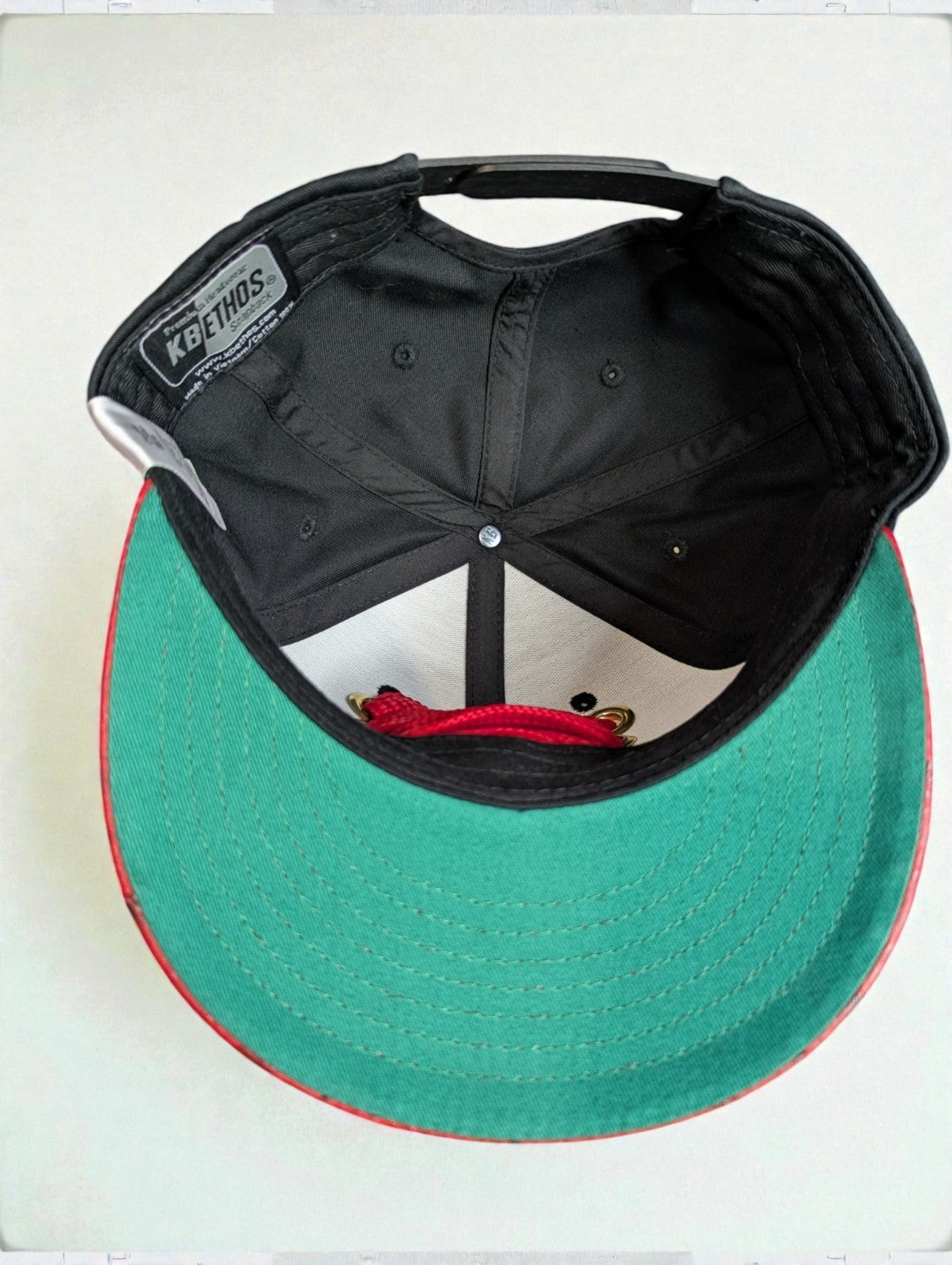 Custom Snapback Hat True Headz, Red Laces Faux Red Leather Brim