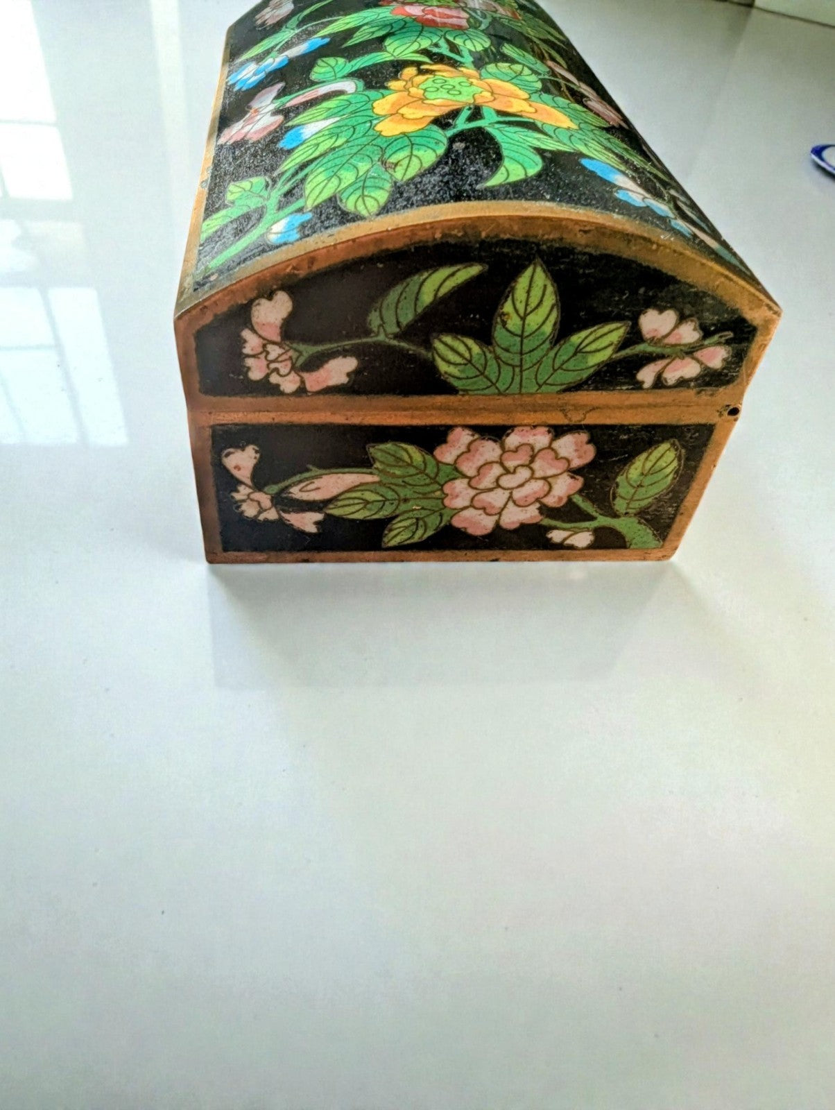 Antique Chinese Cloisonne Enamel Trinket Jewelry Box