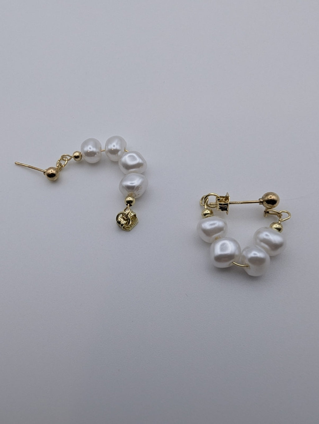 Natural Pearl 925 Gold Plated Hoop Stud Earrings