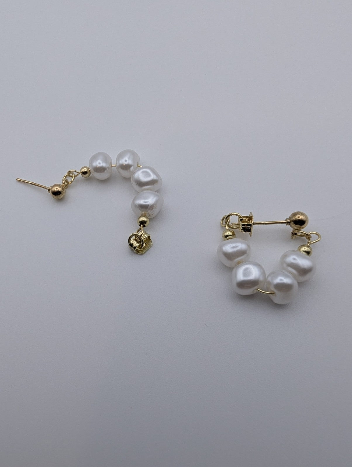 Natural Pearl 925 Gold Plated Hoop Stud Earrings