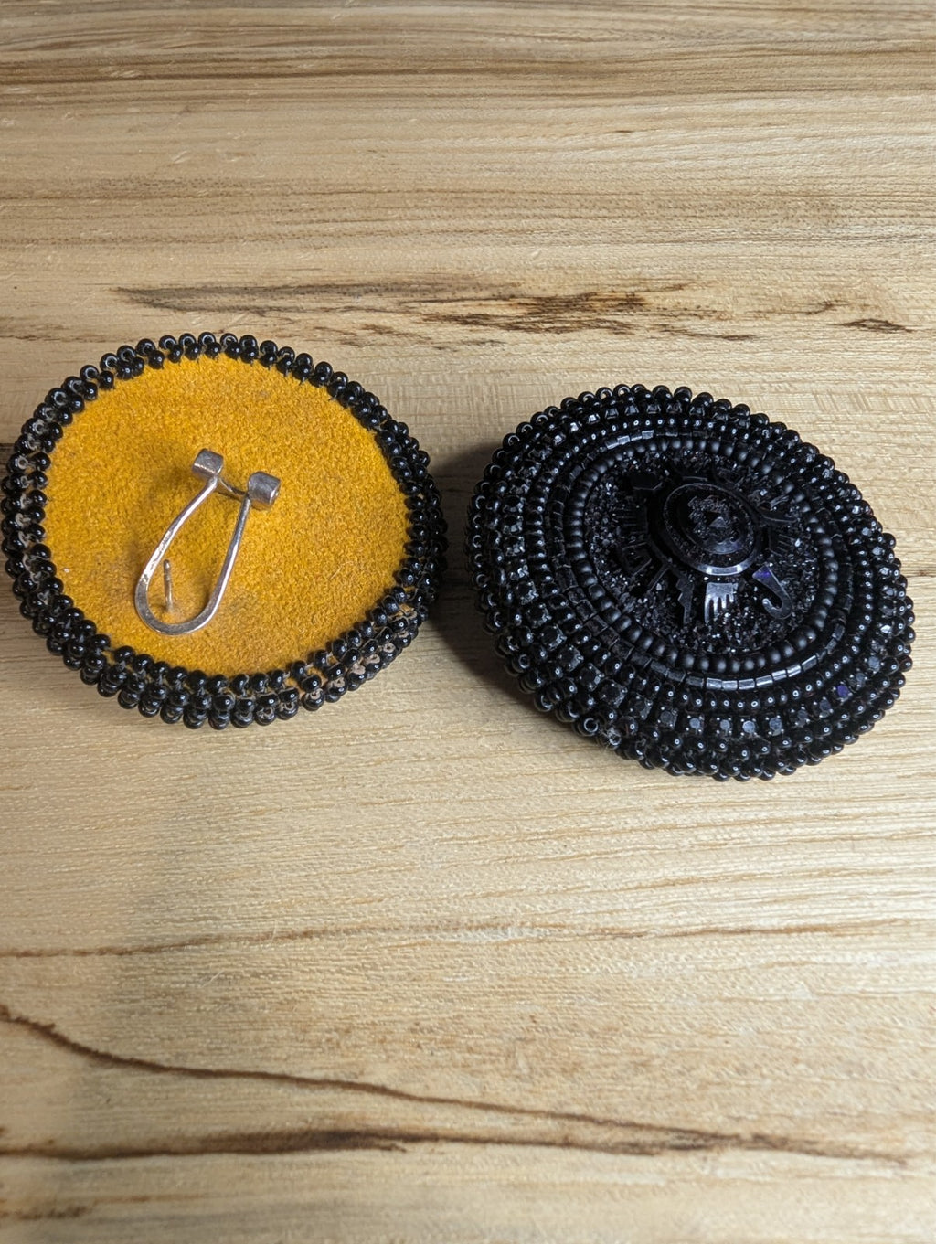 Black Beaded Handcrafted Circle Stud Earrings