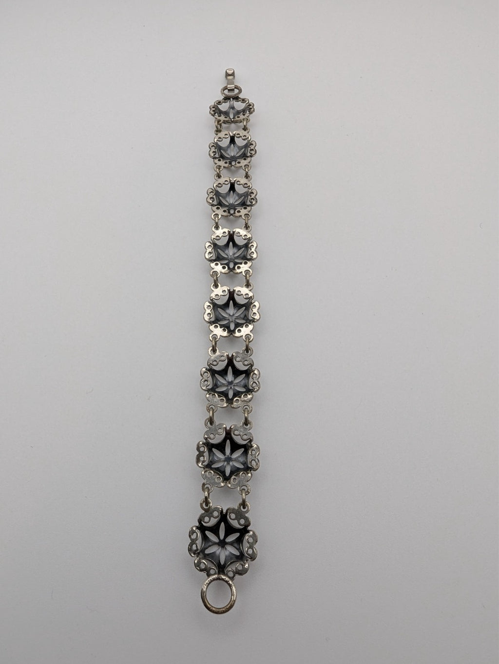 Antique Filigree Sterling Silver Chain Bracelet, 7"