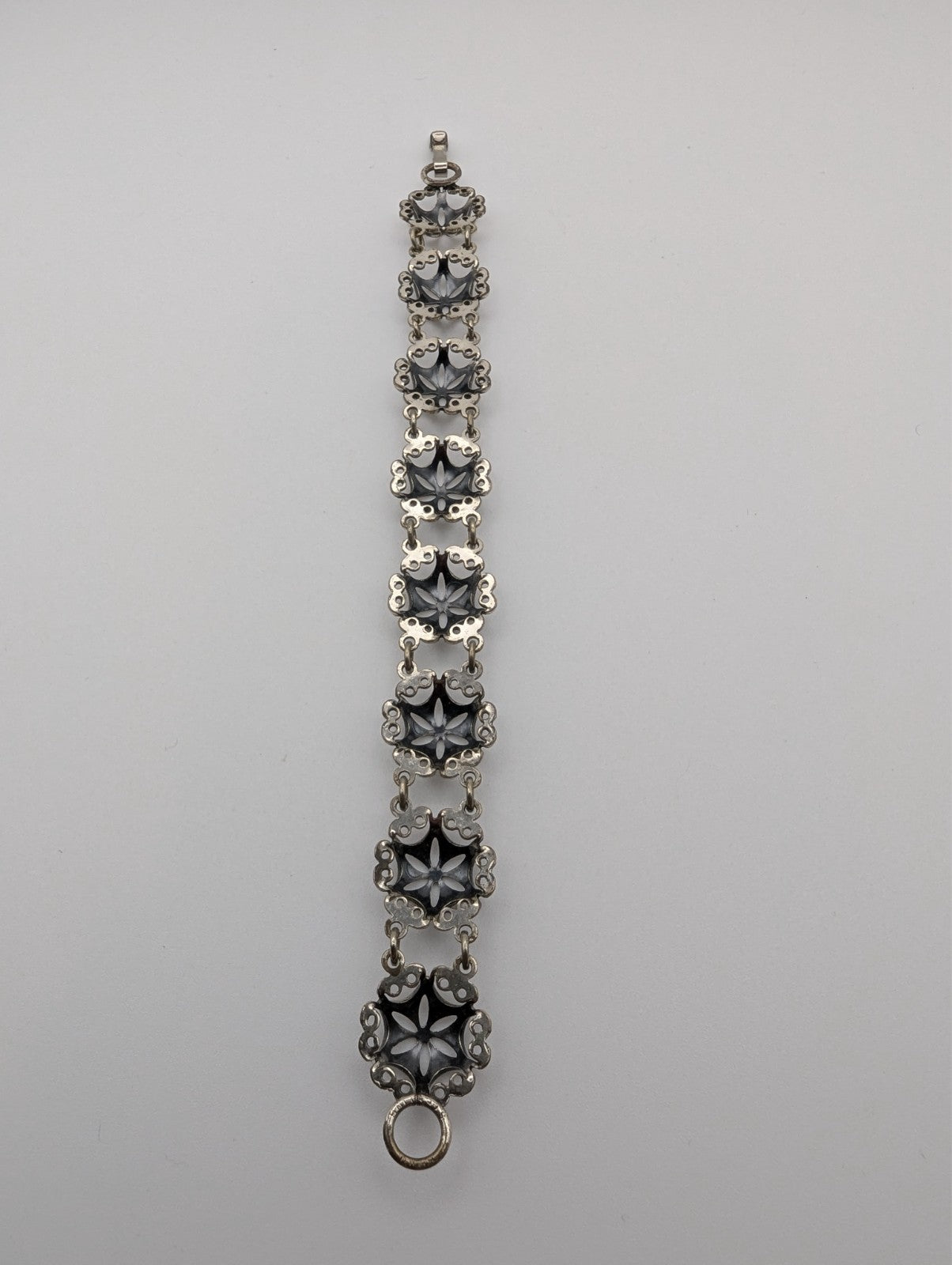 Antique Filigree Sterling Silver Chain Bracelet, 7"