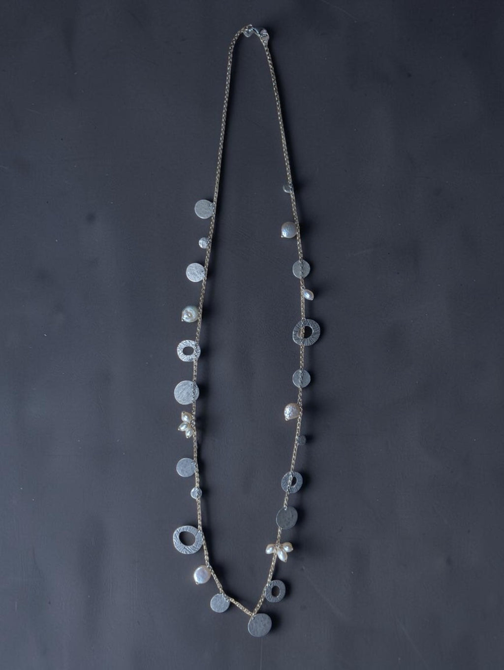 Silpada "Pearl of a Girl" Necklace, Sterling Silver Disks and Freshwater Pearls