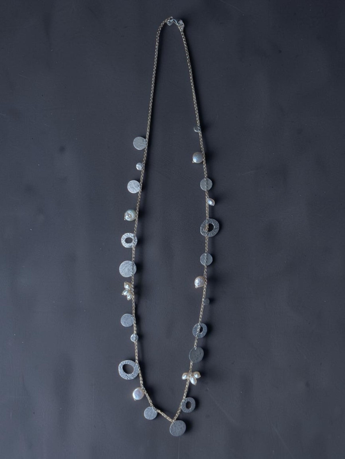 Silpada "Pearl of a Girl" Necklace, Sterling Silver Disks and Freshwater Pearls