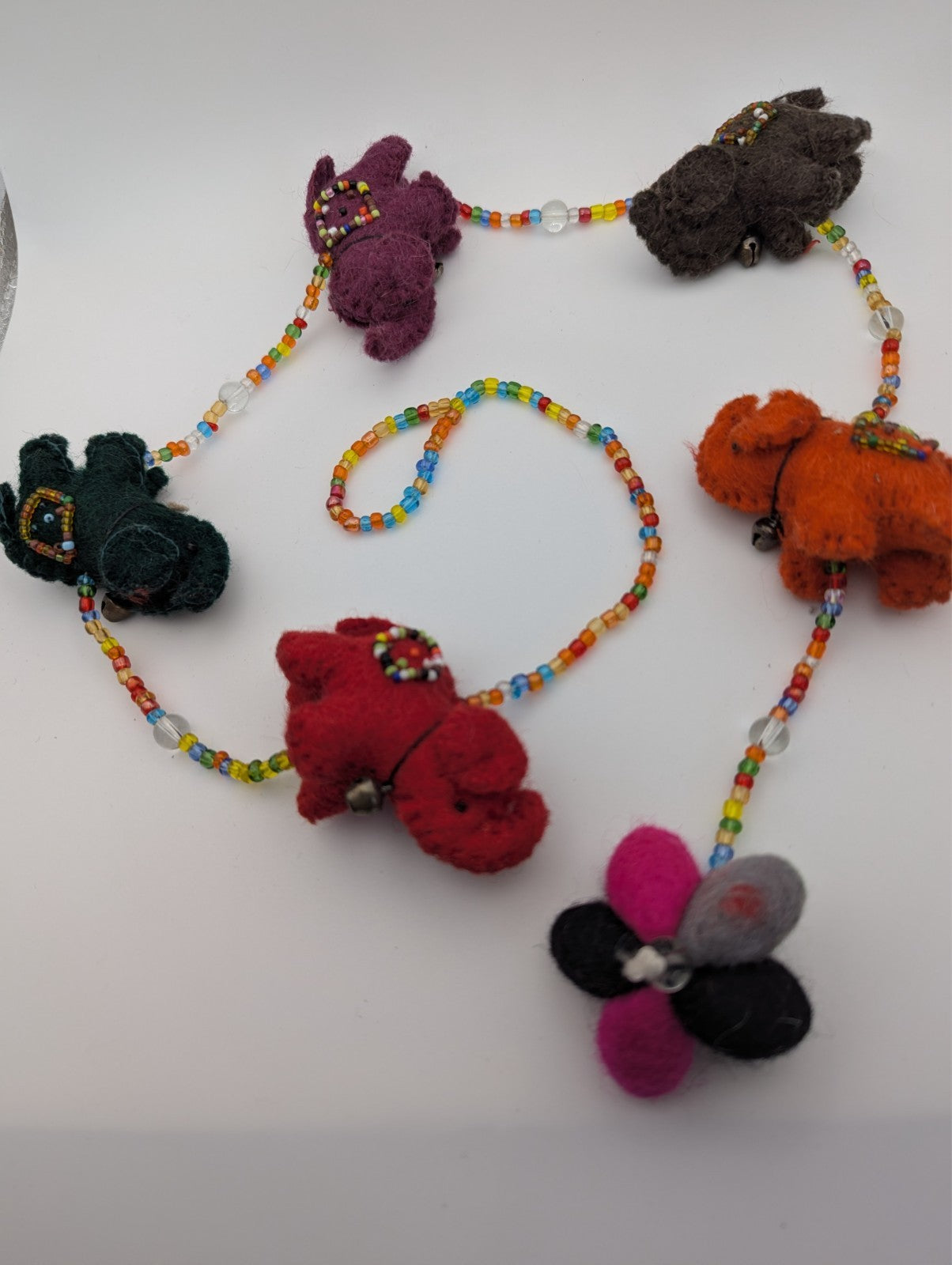 Trukado Felt Beaded Elephant Mobile, Window Decor 32"