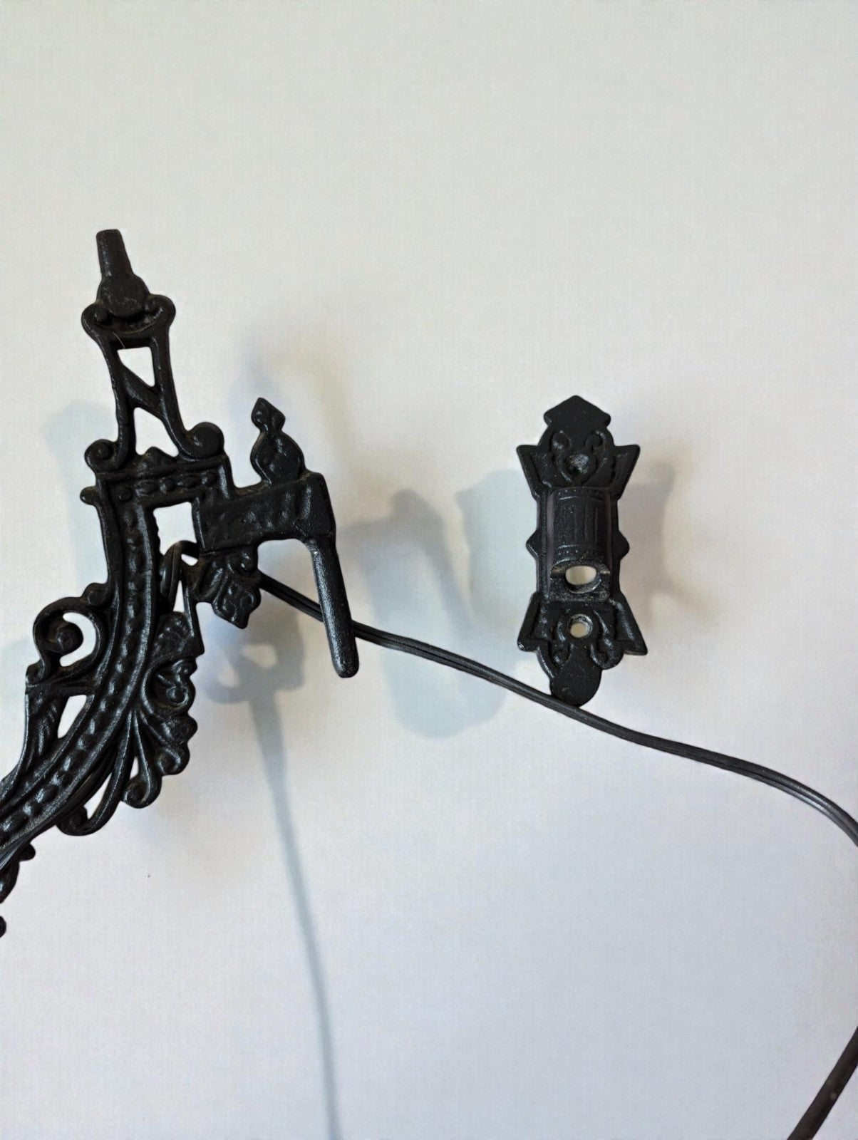Antique Victorian Style Black Cast Iron Wall Sconce Swiveling Electric Lamp