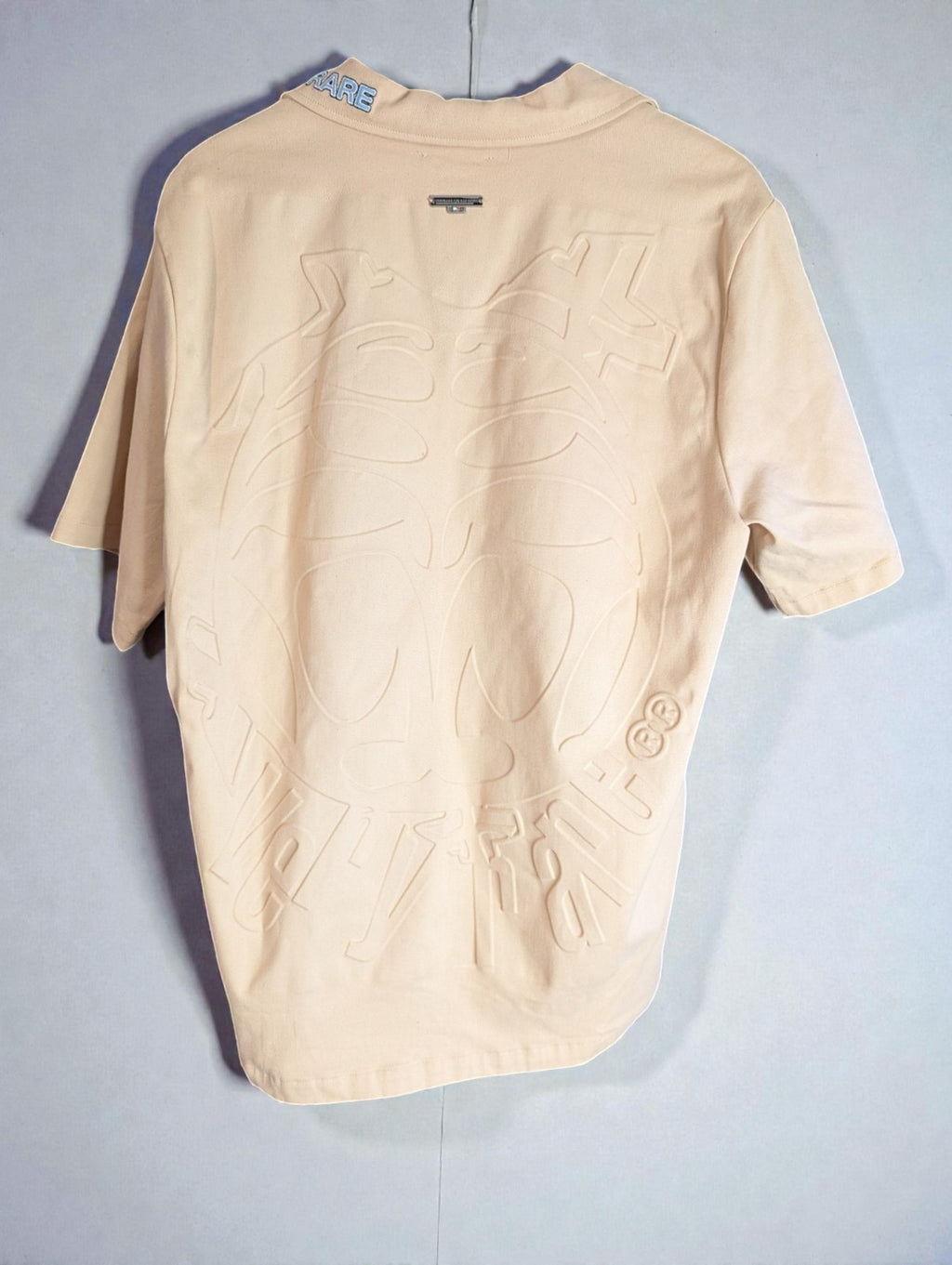 Very Rare Cyber Sigil Embossed Button-up Shirt Tan, Large (Button Missing Back)