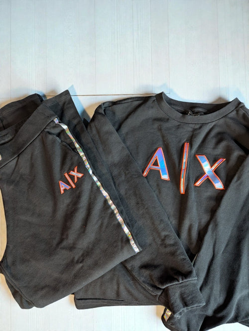 A|X Armani Exchange Women's Crew Neck Sweatshirt and Pants Tracksuit Set, Small