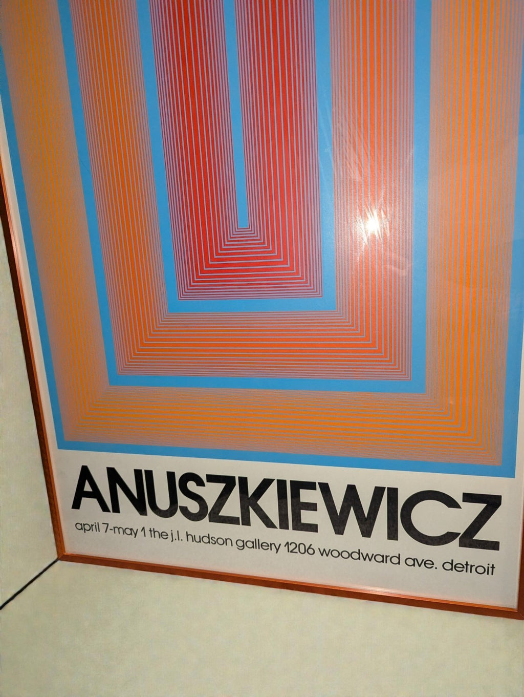 Orange Metal Framed Op Art Poster by Richard Anuszkiewicz