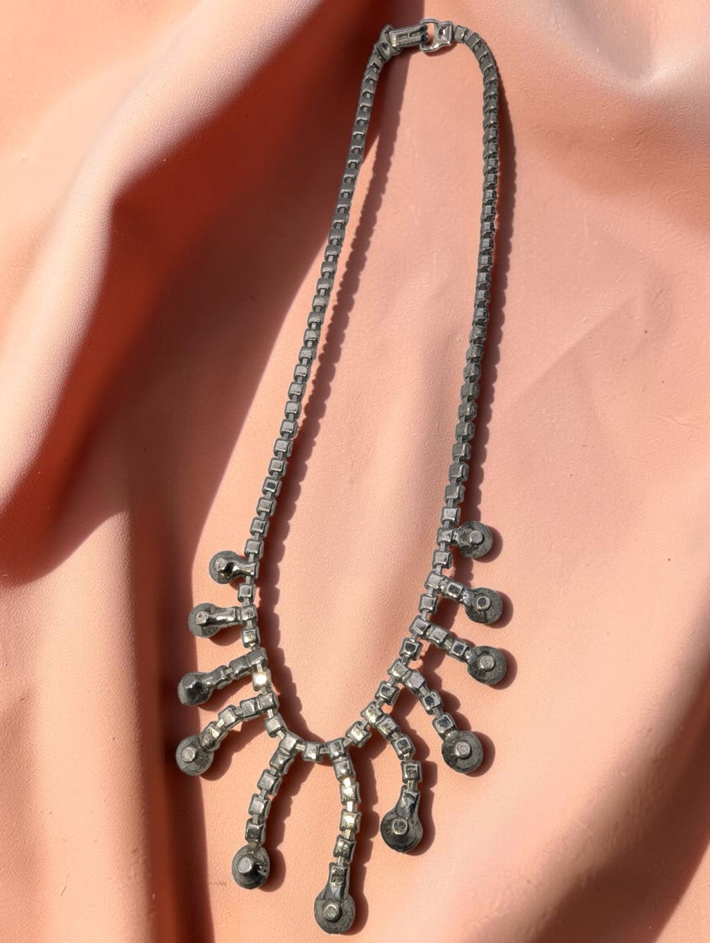 Vintage Garne Jewelry Rhinestone Choker Necklace15"