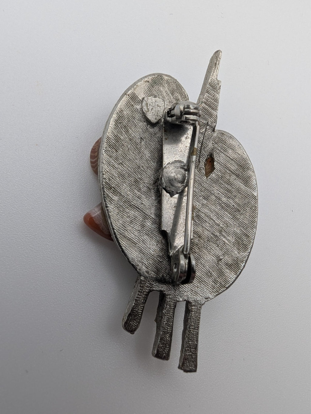 Silver Vintage Painter's Palette with Polished Agates Brooch