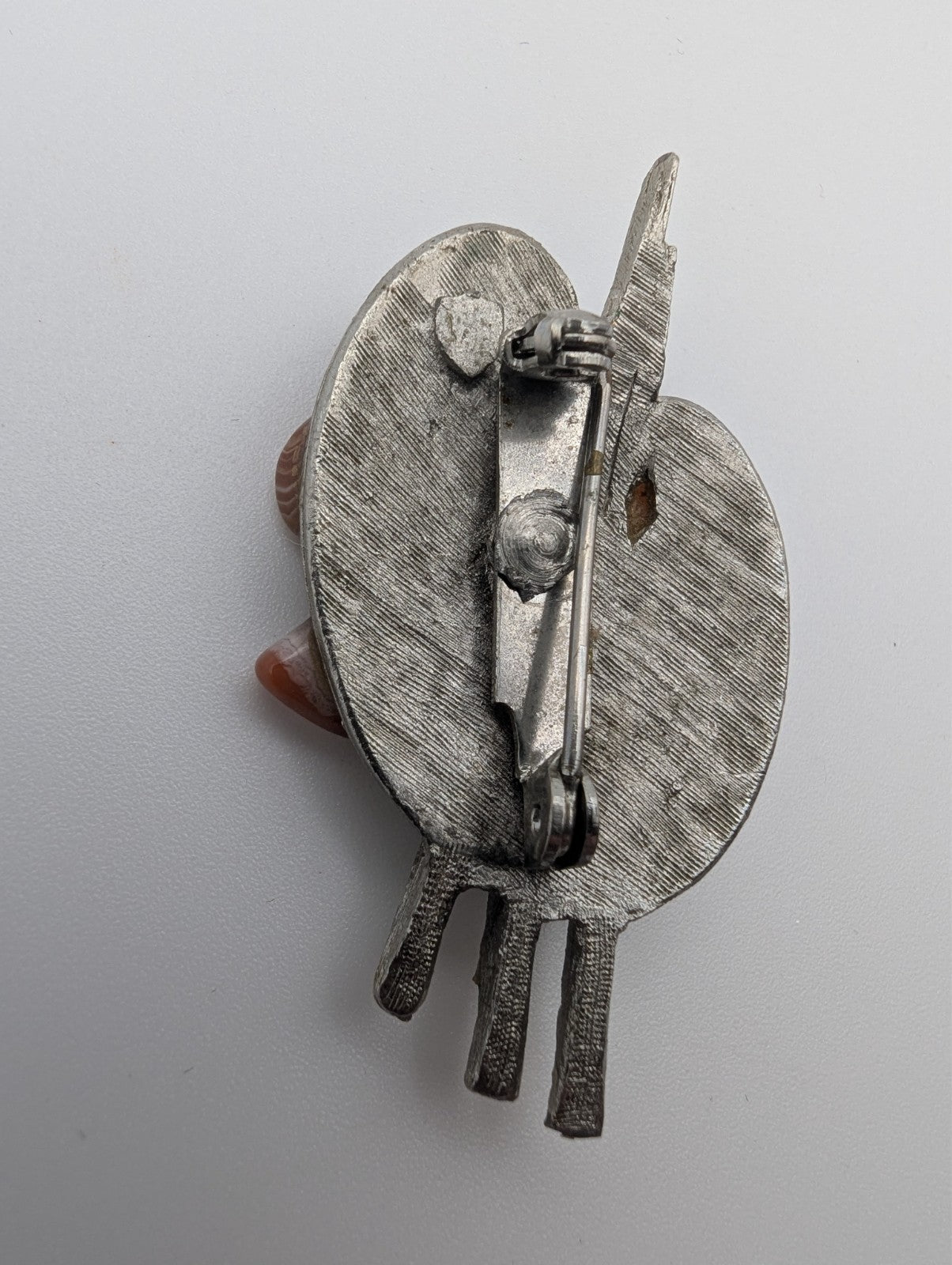 Silver Vintage Painter's Palette with Polished Agates Brooch