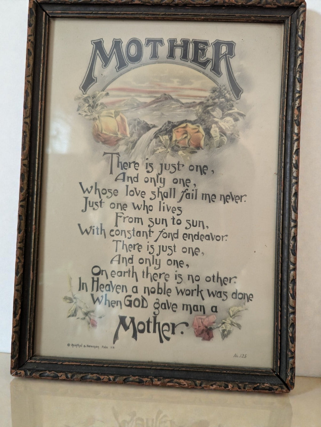 Antique Reinhal & Newman "Mother" Lithograph Print, Early 1900s #125